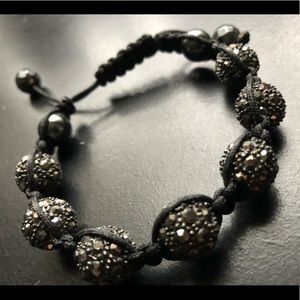 Sparkly Gunmetal Rope Tie Bracelet